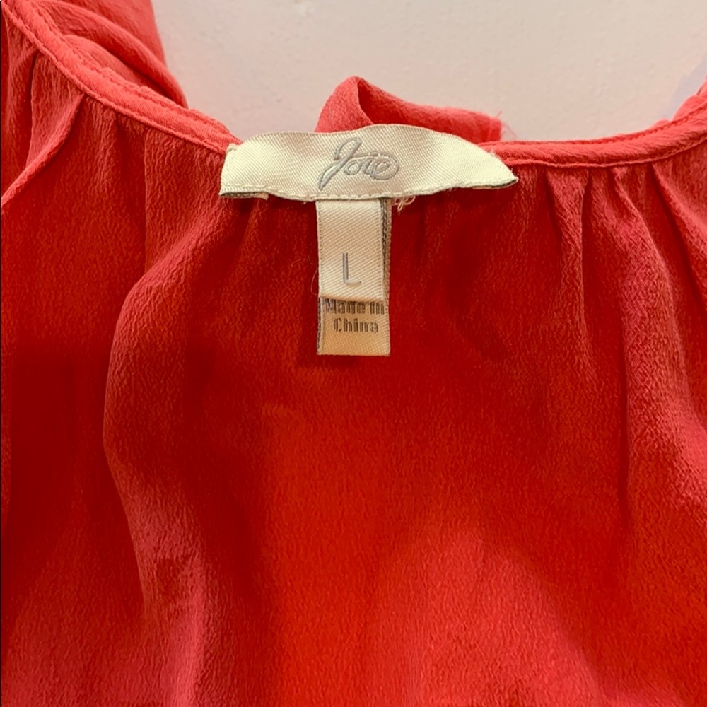Joie salmon silk blouse ruffle large - Picture 2 of 6